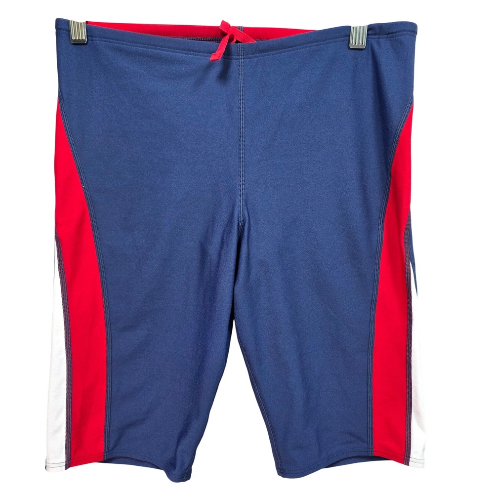 Speedo Endurance Plus Mens Jammer Swimsuit Red White Blue Sz 34 Swimming Beach‎